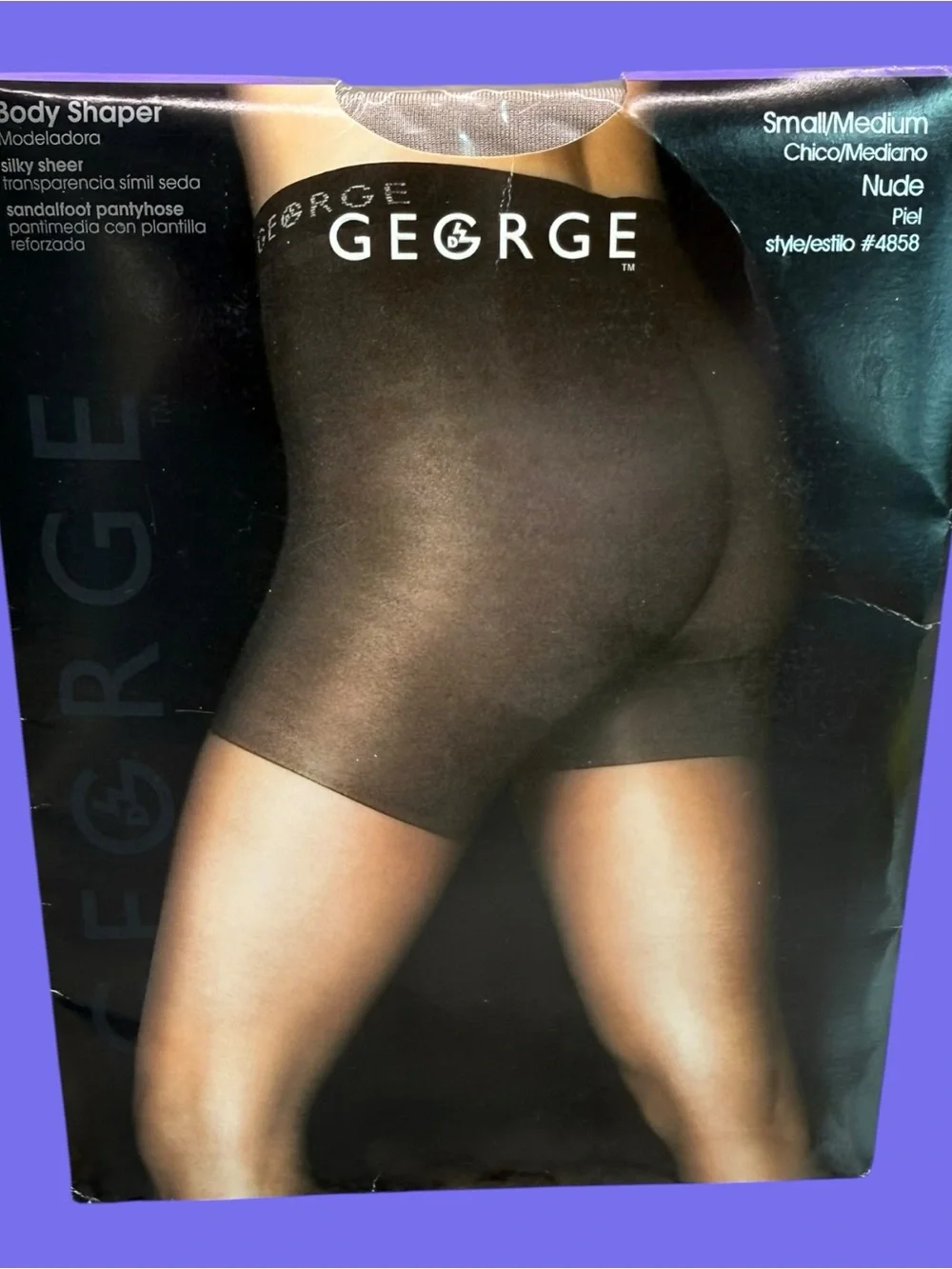 George Body Shaper Silky Sheer Pantyhose Sandalfoot Small/Medium Nude Style 4858